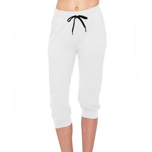 NEW White Joggers NWOT High Waisted Cropped Capris Tracksuit Small